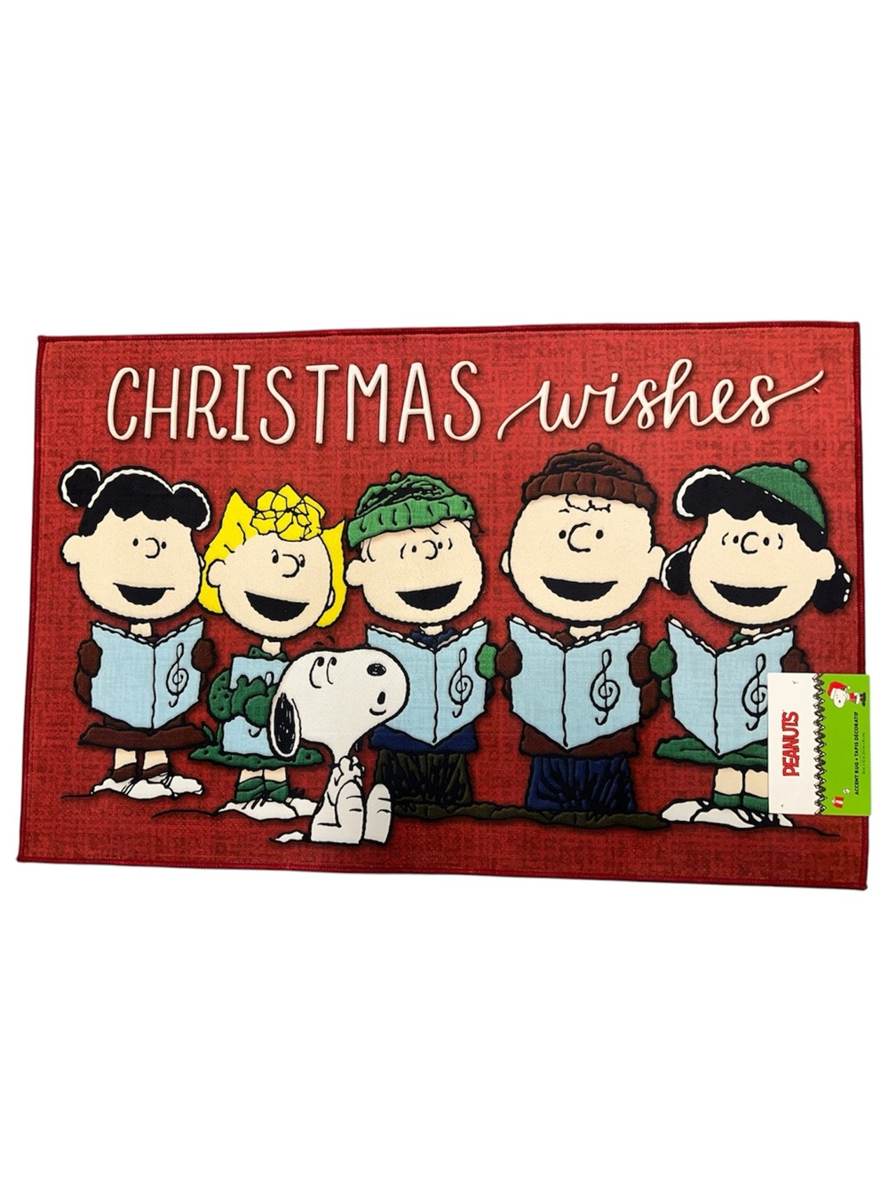 Peanuts Red Holiday Carolers accent rug